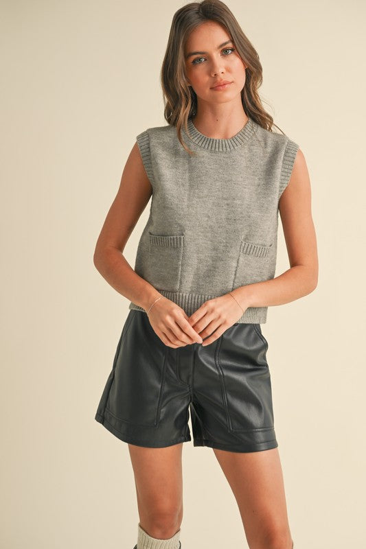 Grey Pocket Sweater Vest