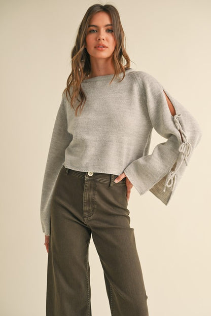 Grey Madelyn Bow Sweater (PRE-ORDER/Restock)