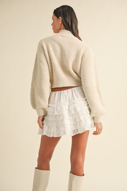 White Ruffle Tiered Mini Skirt (Restock)