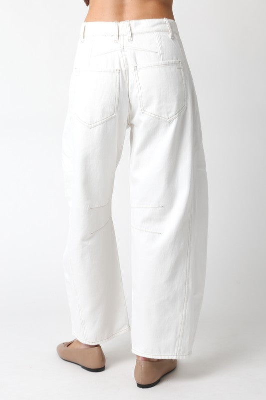 White Denim Barrel Jeans (Restock)
