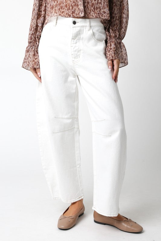 White Denim Barrel Jeans (Restock)