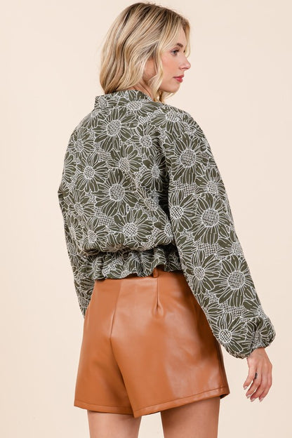 Olive Embroidered Blouse