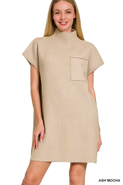 Mocha Mock Neck Sweater Dress (Restock)