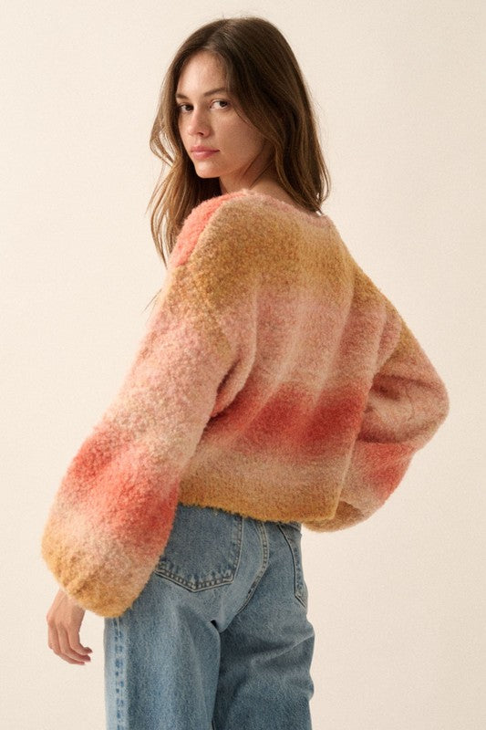 Peach Ombre Balloon Sleeve Sweater (Restock)