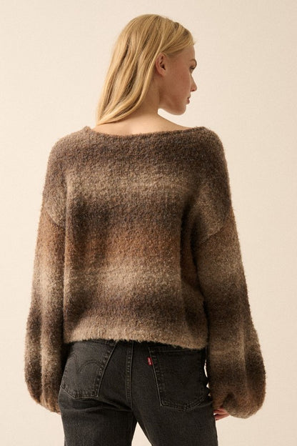 Mocha Ombre Balloon Sleeve Sweater (Restock)