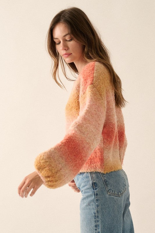 Peach Ombre Balloon Sleeve Sweater (Restock)