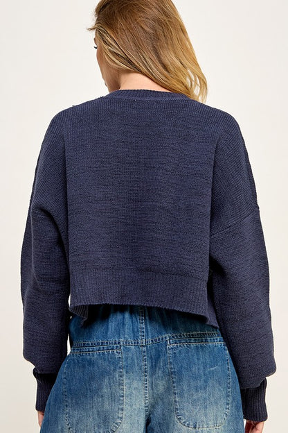 USA Slouchy Cropped Sweater