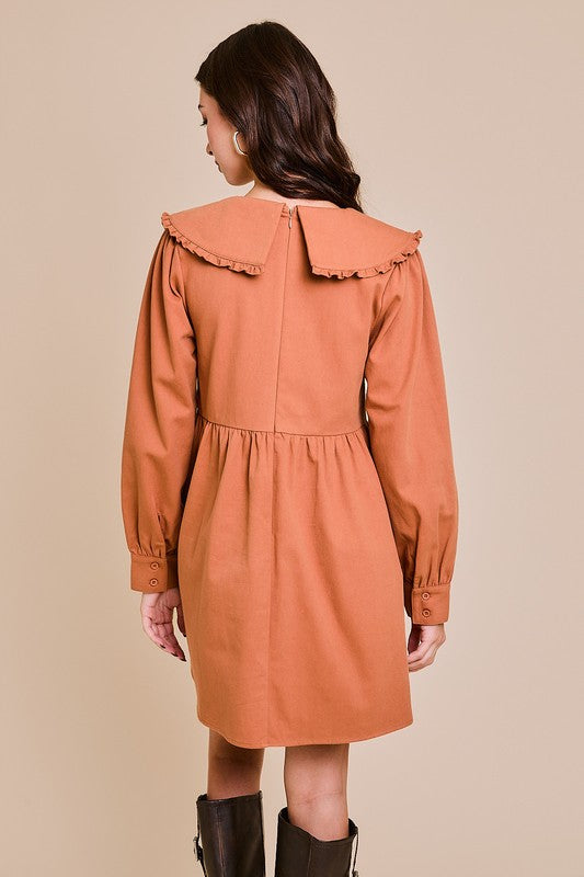 Pumpkin Spice Babydoll Collar Dress (Restock)