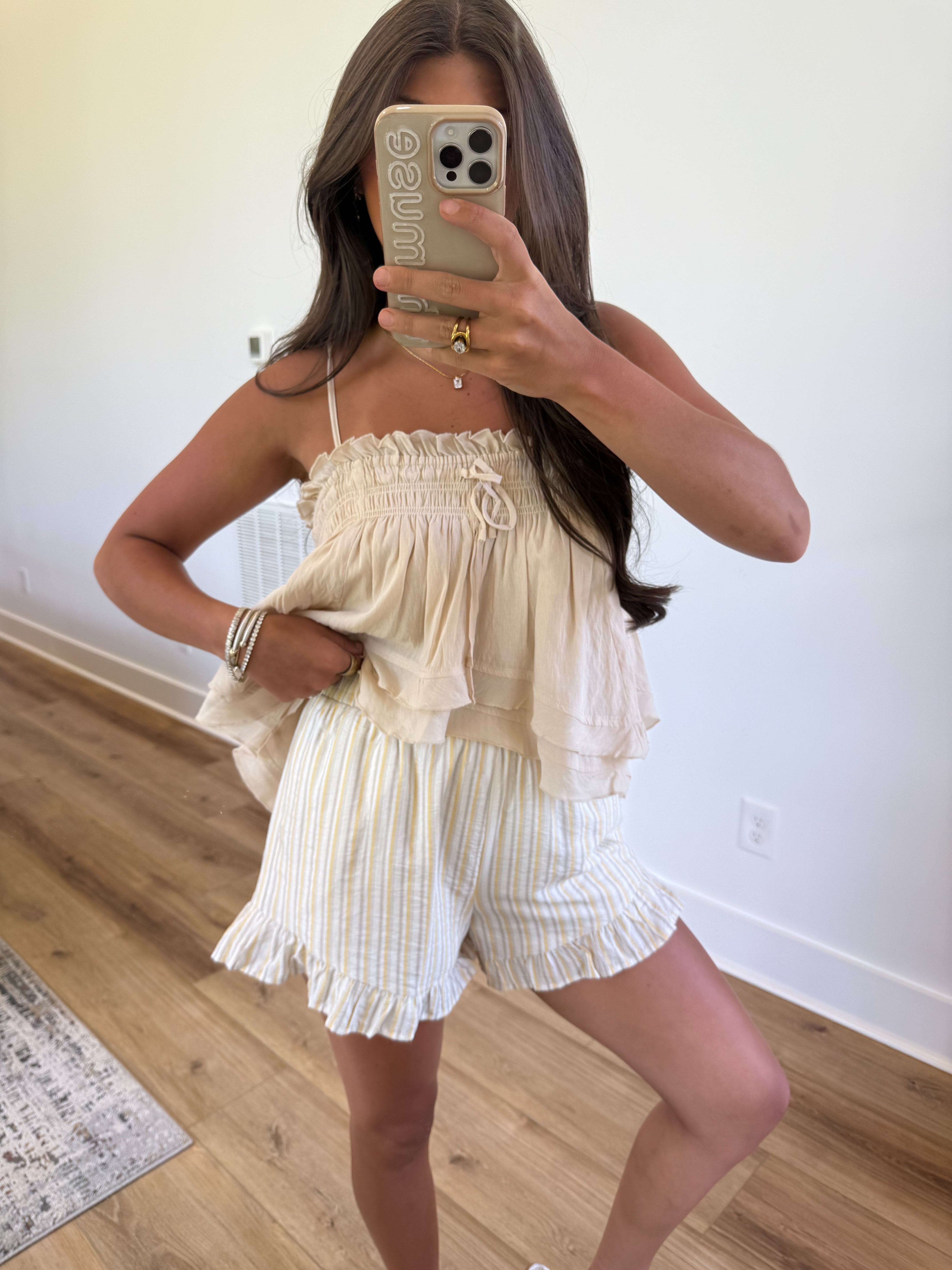 Lemon Lines Ruffle Shorts