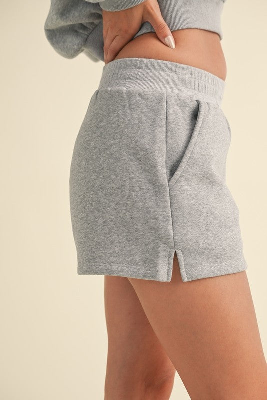 Grey Fleece Shorts Set