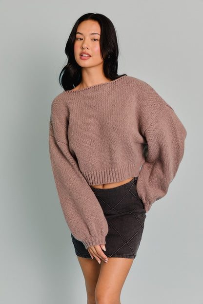 Merrick Mocha Wide Neck Sweater (PRE-ORDER/Restock)