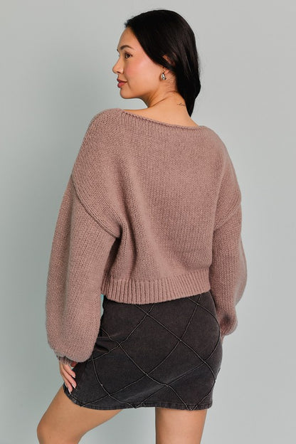 Merrick Mocha Wide Neck Sweater (PRE-ORDER/Restock)