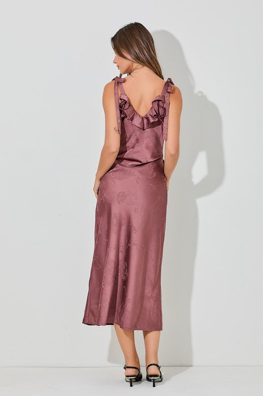 Satin Tie Strap Midi Dress