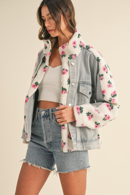 Floral Fleece/Denim Duo Jacket