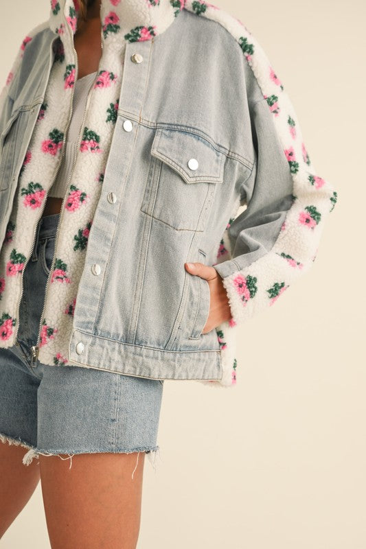 Floral Fleece/Denim Duo Jacket