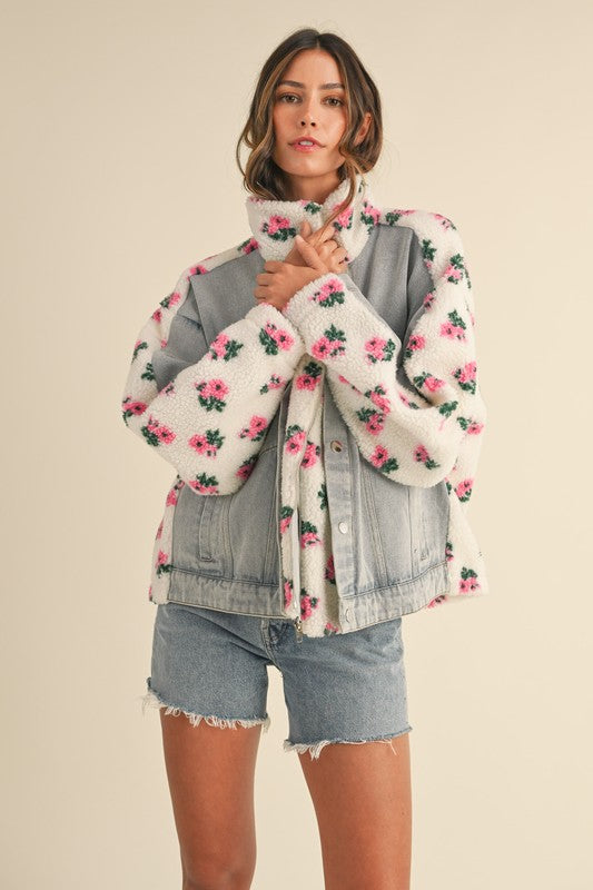 Floral Fleece/Denim Duo Jacket