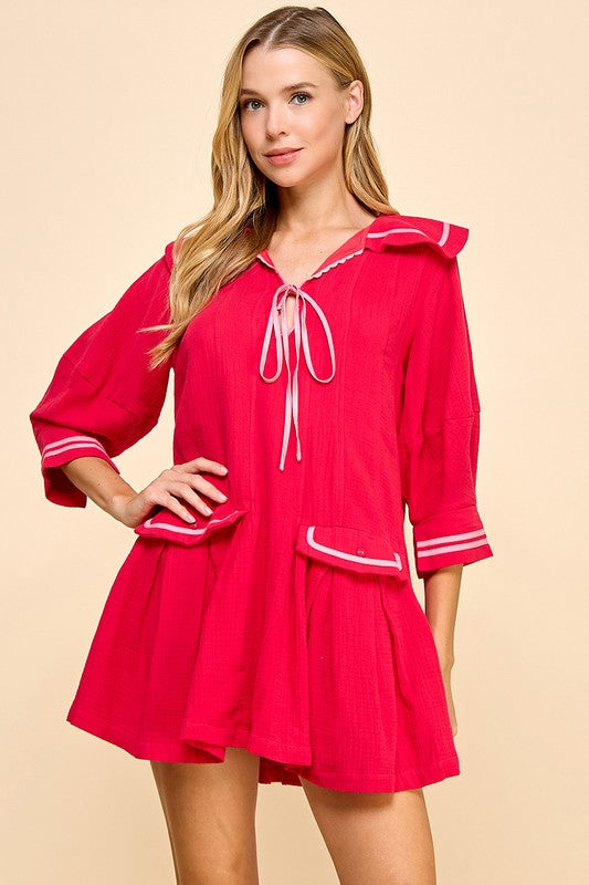 Pink Detail Sailor Dress