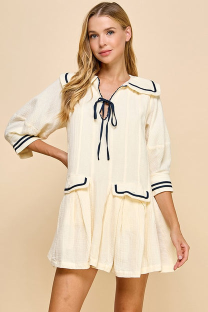 Navy Detail Sailor Dress (Restock)