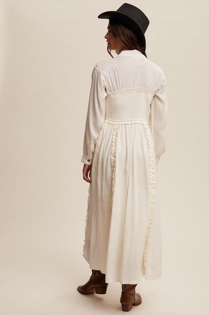 Cream Western Bodice Maxi Dress