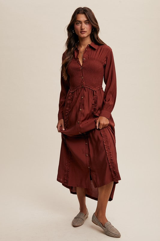 Wine Western Bodice Maxi Dress