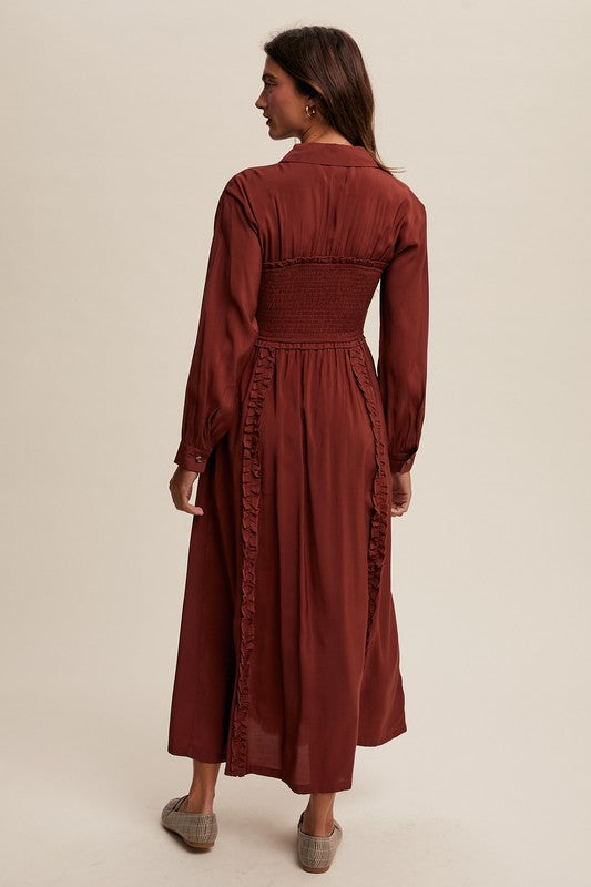 Wine Western Bodice Maxi Dress