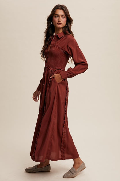 Wine Western Bodice Maxi Dress