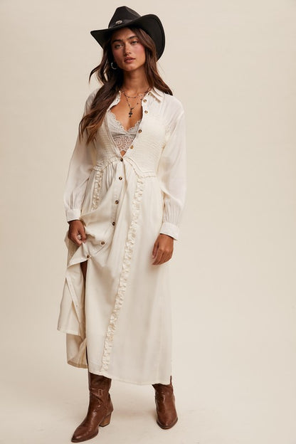 Cream Western Bodice Maxi Dress