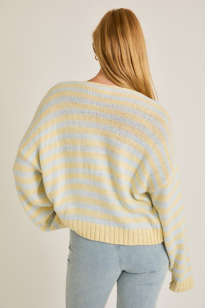 Blue/Yellow Stripe Sweater Top