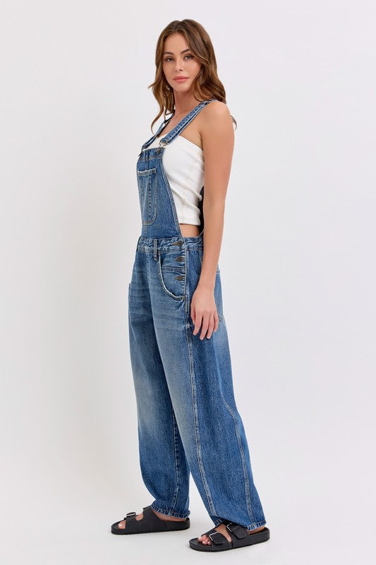 Denim Barrel Overalls