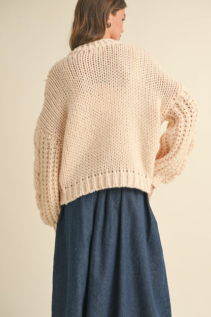 Cream Chunky Knit Oversized Cardigan