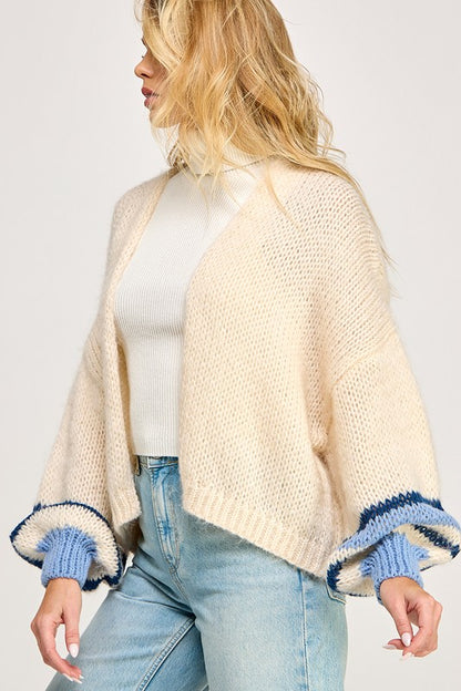 Blue Stripe Drop Shoulder Cardigan