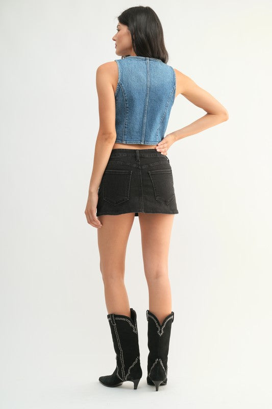 Black Denim Skort