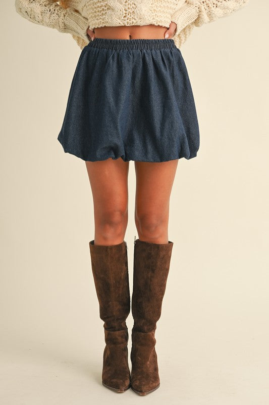 Denim Balloon Skirt (Restock)