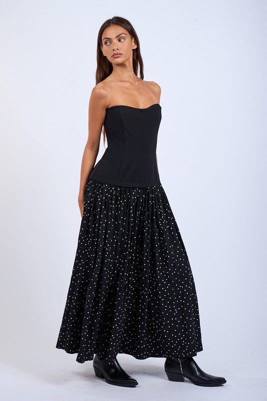 The Champagne Night Dress (Black Midi)
