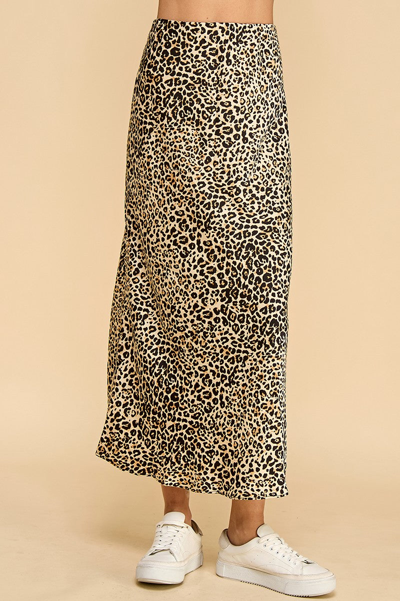 Cheetah Silk Maxi Skirt