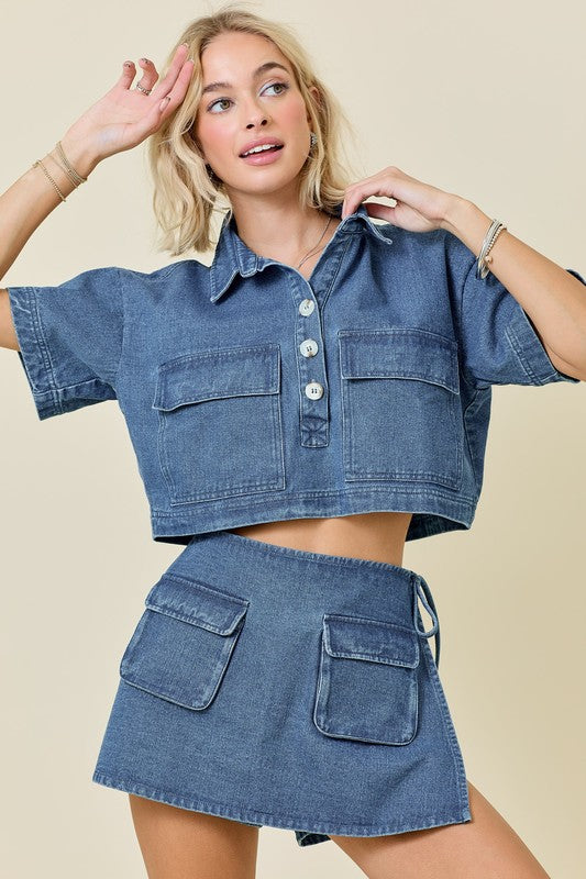 Denim Lunch Spot Top