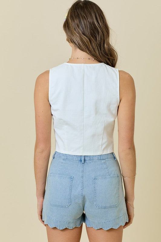 Dallas Denim Tie Vest (White)
