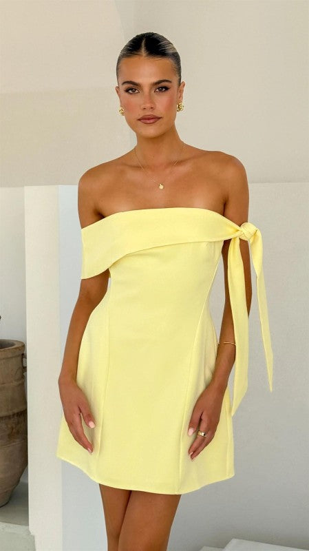Yellow Tie Mini Dress