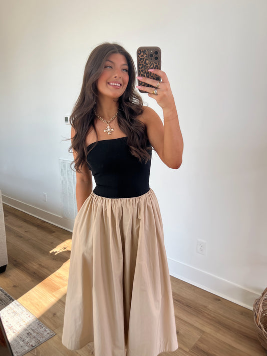 Black/Cream Midi Skirt