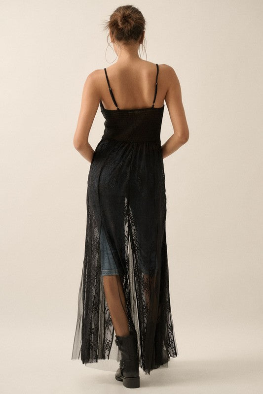 Sheer Lace Layering Top (Black)