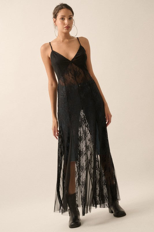 Sheer Lace Layering Top (Black)