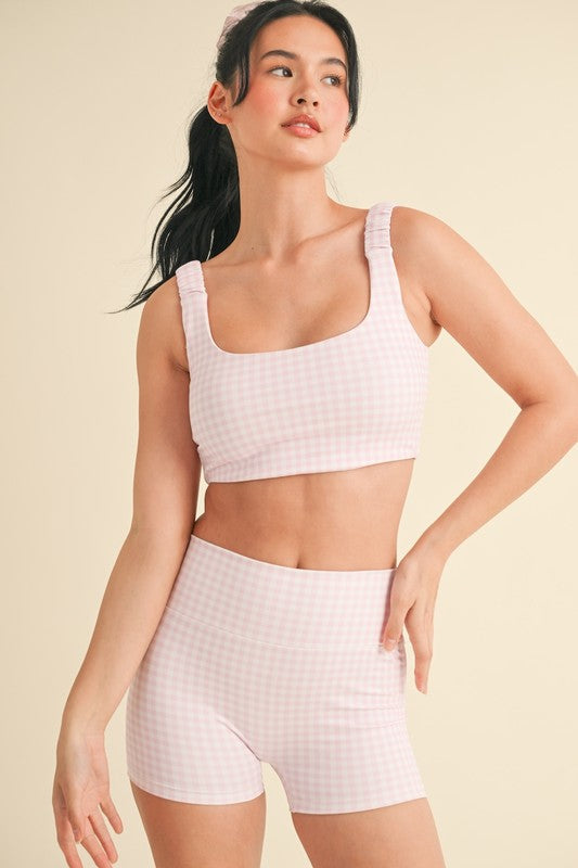 Pink Gingham Scrunched Bra