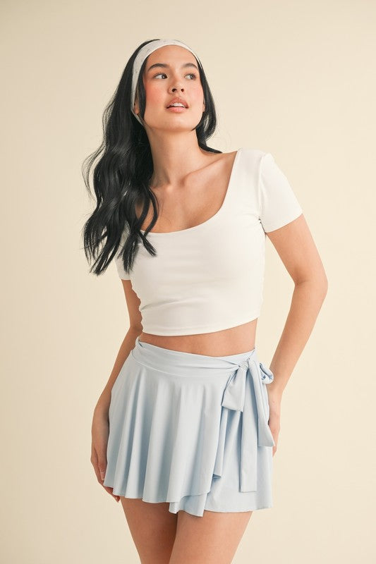 White Twist Back Cropped Tee