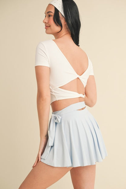 White Twist Back Cropped Tee