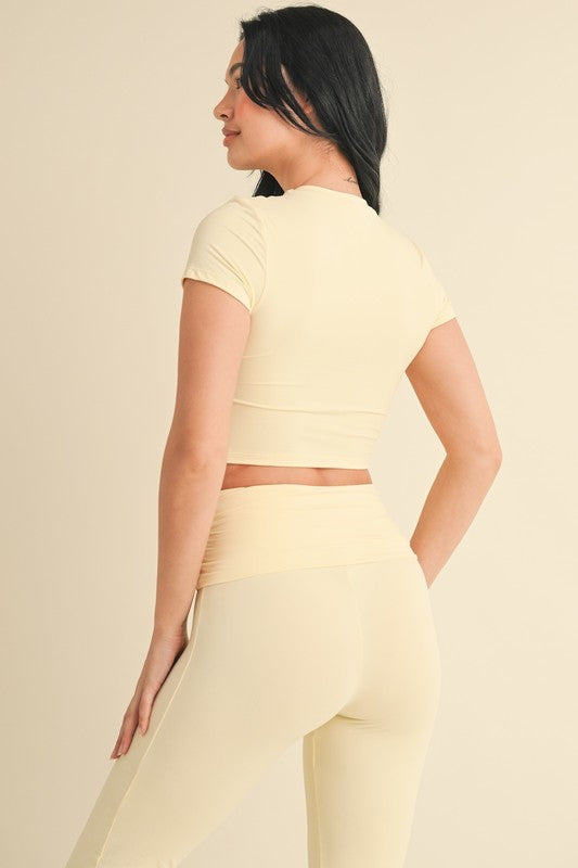Lemon Butter Soft Foldover Flare Pants Set