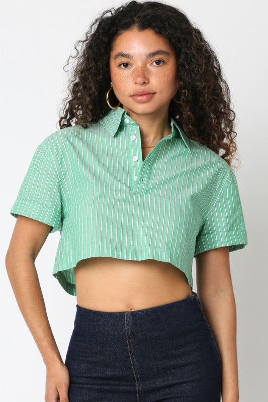 (Green) Bella Stripe Top