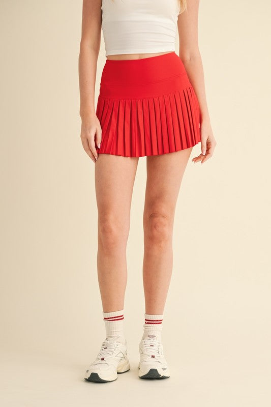 Red Pleated Tennis Skirt