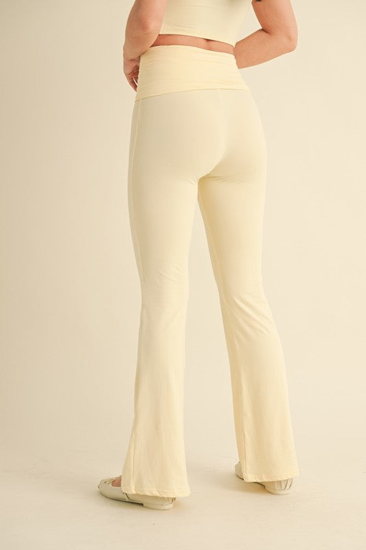 Lemon Butter Soft Foldover Flare Pants Set