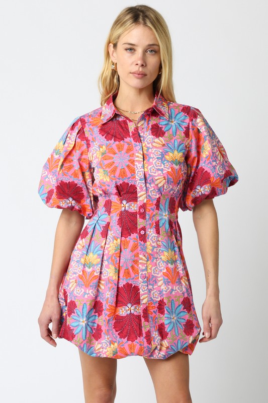 Summer Bloom Puff Sleeve Mini Dress (PRE-ORDER (5/25)/Restock)