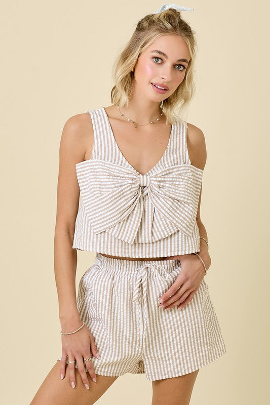 Taupe Pinstripe Resort Set